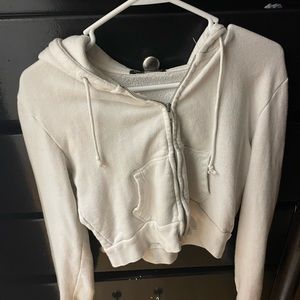 white cropped hoodie